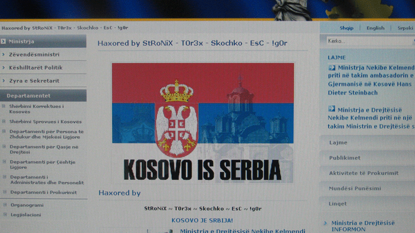 Serbian hackers attacked the official Web site of the Ministry of Justice of the Republic of Kosovo