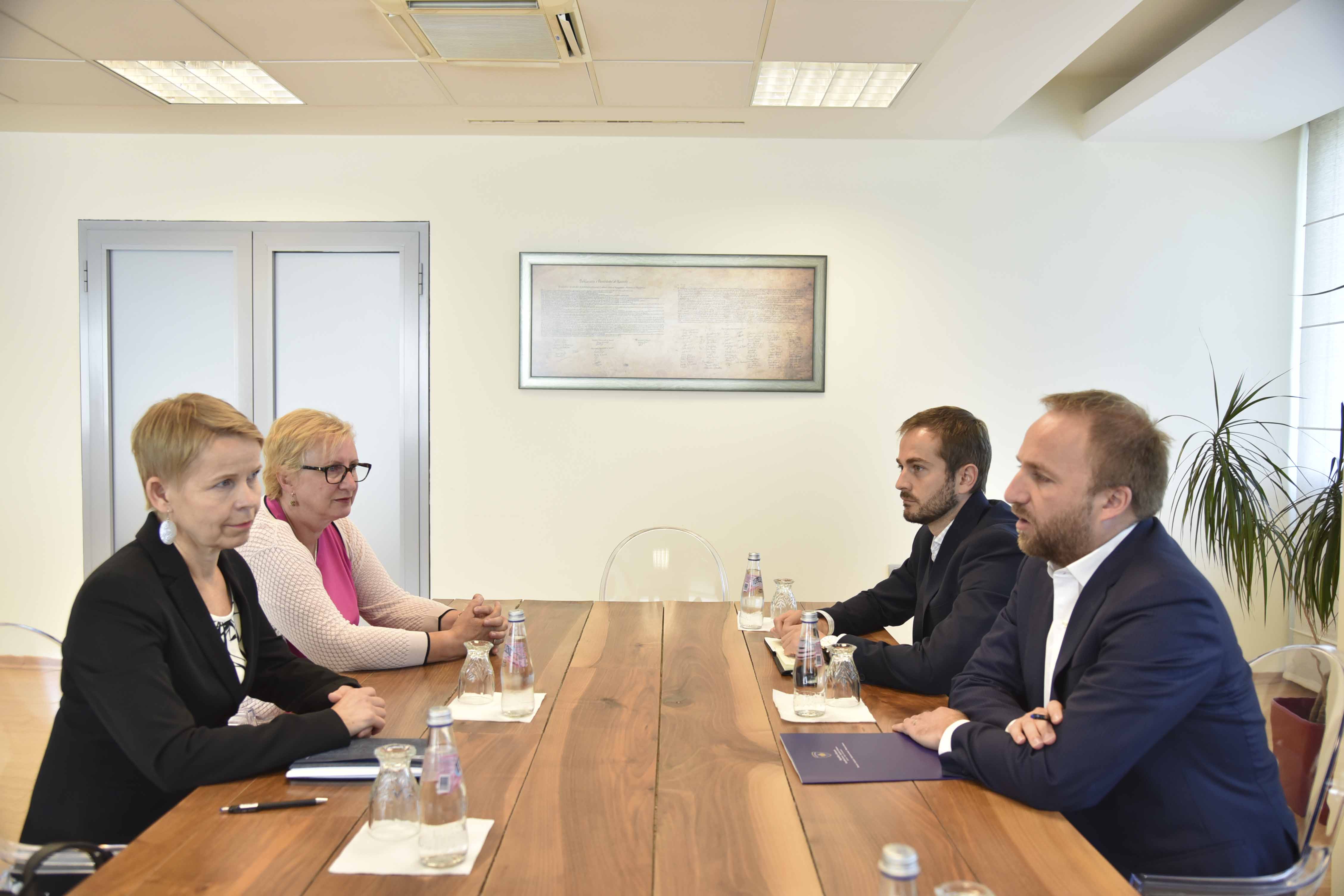 Minister Tahiri hosts in an introductory meeting the UNDP Resident  Representative in Kosovo, Ms. Maria Suokko